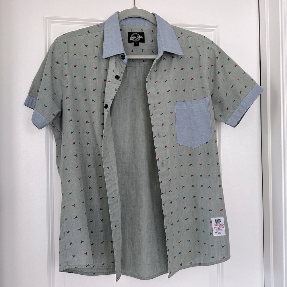 Men’s Something Strong Small Casual Button Down Shirt Dog Print